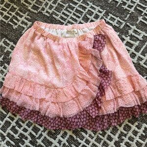 LoveShackFancy Pink and Purple Mini Skirt